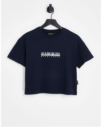 Napapijri Box - Cropped T-shirt - Blauw