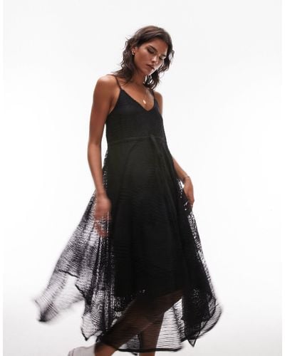 TOPSHOP Maxi Crochet Midi Dress - Black