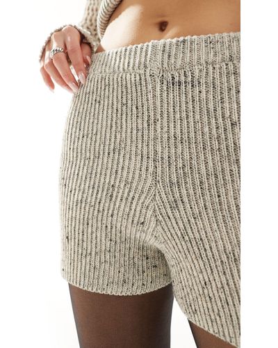 ASOS Rib Knitted Shorts Co Ord - Grey
