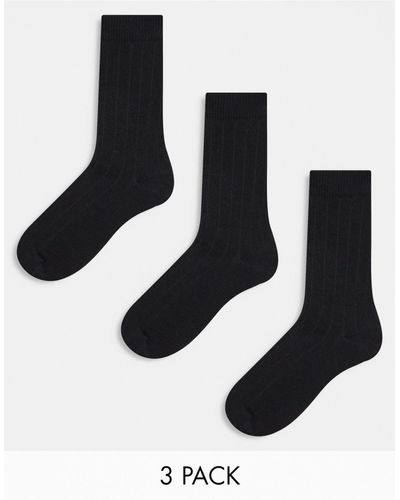 ASOS 3 Pack Rib Sock - Black