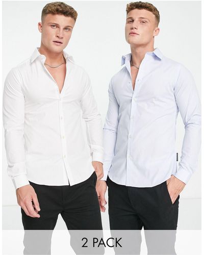 French Connection 2 Pack Skinny Formal Shirts - White