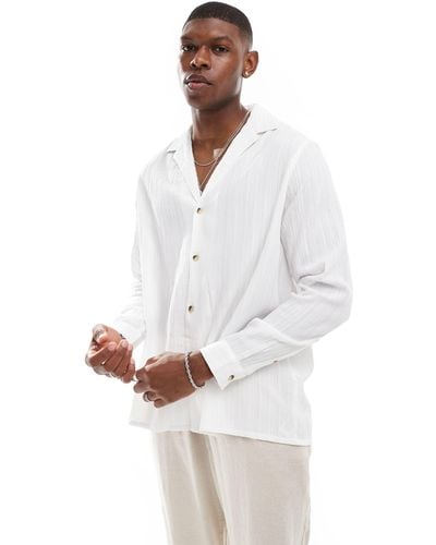ASOS Long Sleeve Relaxed Revere Collar Shirt - White