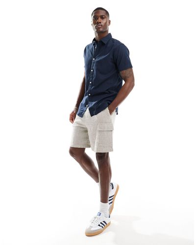 Jack & Jones Linen Shirt With Short Sleeves - Blue