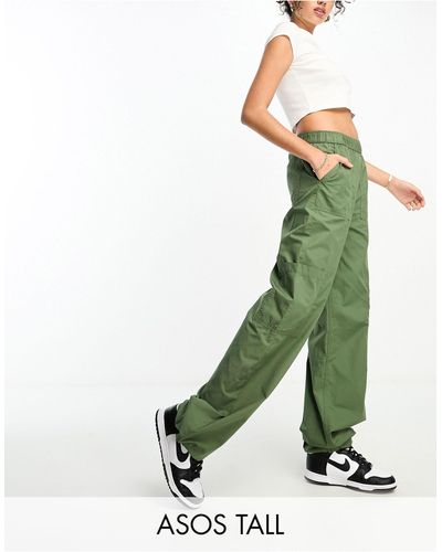 ASOS Asos design tall - pantaloni cargo minimal kaki - Verde