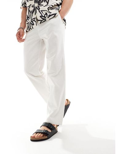 Only & Sons Loose Fit Linen Mix Trouser - White