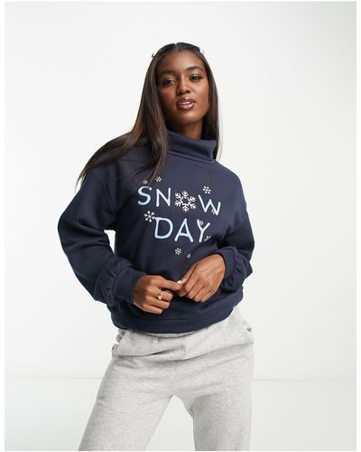 ONLY Roll Neck Snow Day Christmas Sweater - Blue