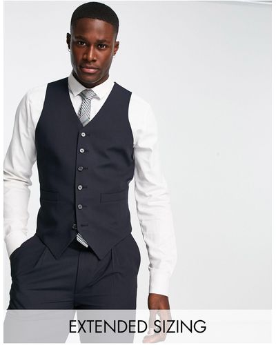 Noak 'camden' Skinny Premium Fabric Suit Waistcoat - Blue