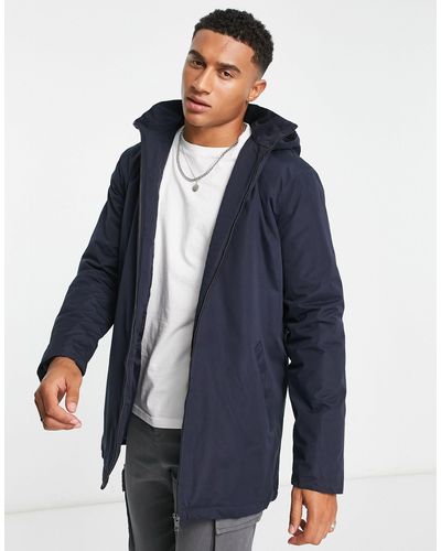 French Connection Lined Mac Jacket With Hood - Blue