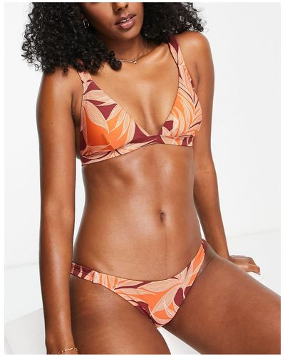 Accessorize – triangel-bikinioberteil mit tropischem muster - Orange
