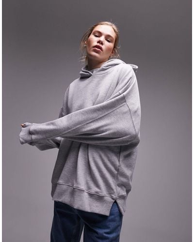 TOPSHOP – oversize-kapuzenpullover aus hochwertigem material - Grau