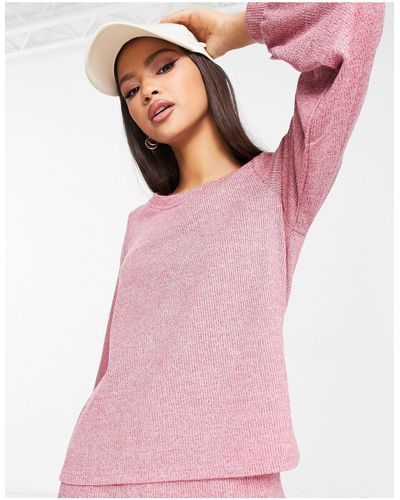 Jdy Exclusive Balloon Sleeve Sweater Co-ord - Pink