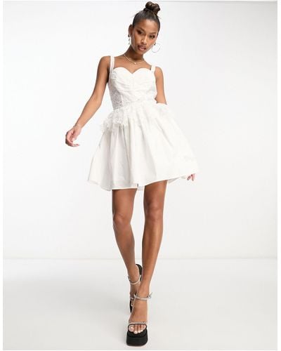 ASOS Heart Lace Detail Skater Dress - White