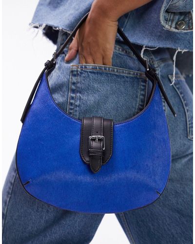 TOPSHOP Sailor - sac porté épaule en cuir - imprimé vache - Bleu