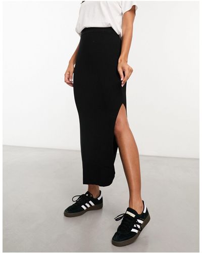 ASOS Co-ord Knitted Rib Midi Skirt - Black