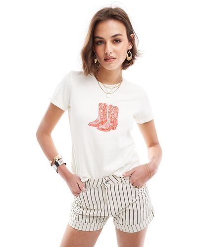 ASOS Baby Tee With Cowboy Boots Graphic - White