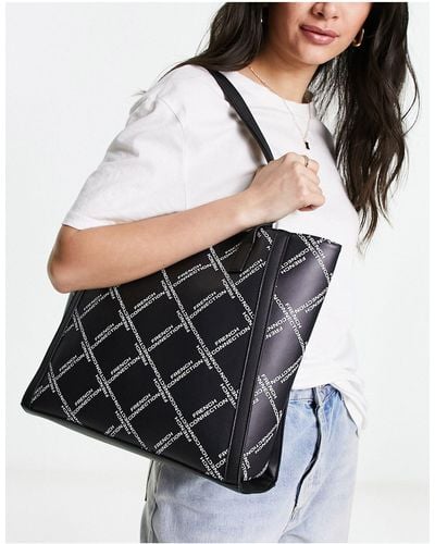French Connection Fcuk Repeat Logo Tote Bag - Black