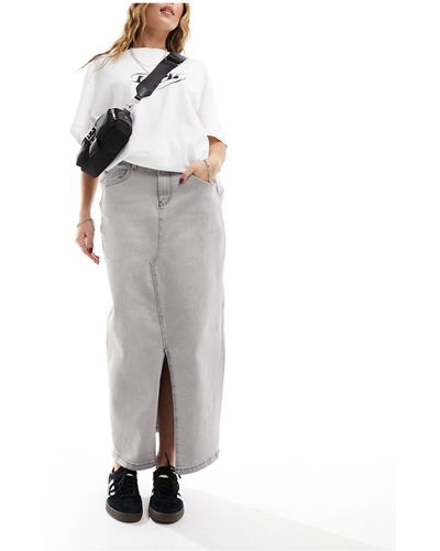 Noisy May Maxi Skirt With Front Split - Gray
