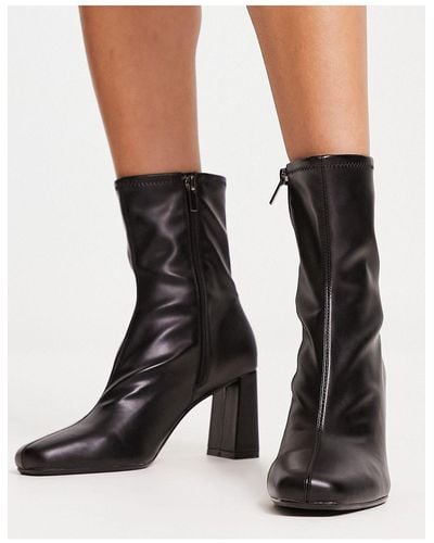 Bershka Heeled Boots - Black