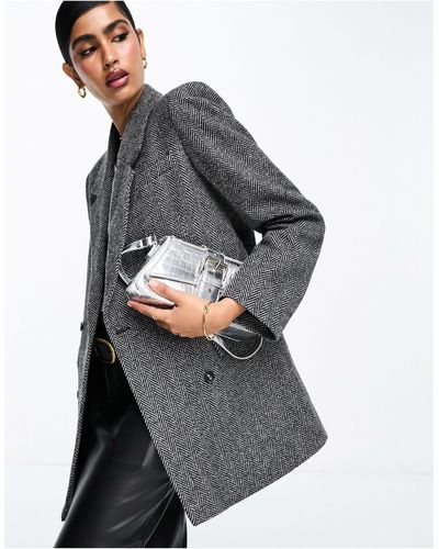 SELECTED Femme – zweireihiger woll-blazer - Grau