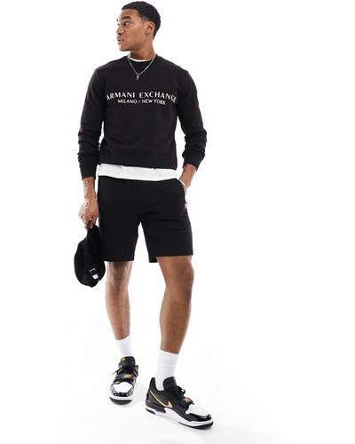 Armani Exchange Linear Logo Sweat Shorts - Black