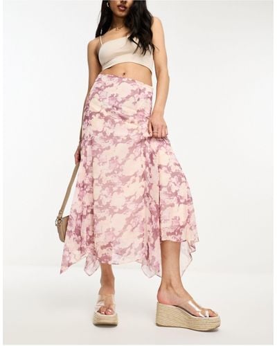 Miss Selfridge Chiffon Godet Maxi Skirt - Pink