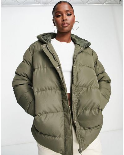Threadbare Hayley Mid Length Puffer Jacket - Green