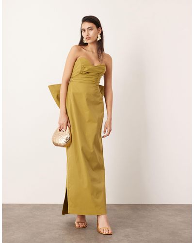 ASOS Bandeau Maxi Dress With Large Bow - Natural