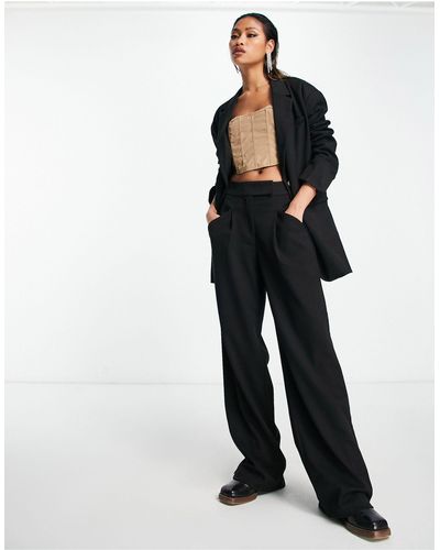 Something New X Naomi Anwer Tailored Wide Leg Trouser Co-ord - Black