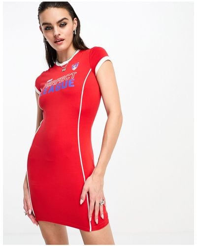 Bershka Sporty Mini Dress - Red