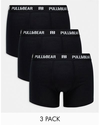 Pull&Bear 3 Pack Boxers With White Contrast Waistband - Black