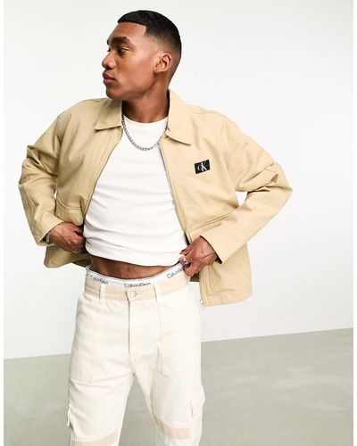 Calvin Klein Workwear Boxy Cropped Jacket - Natural