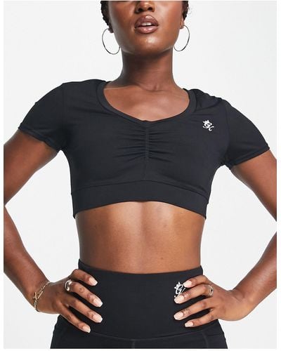 Gym King Scrunch Cap Sleeve T-shirt - Black