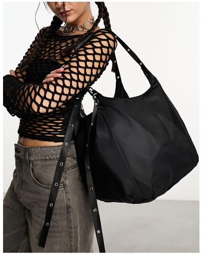 Weekday Shoulder Bag With Eyelet Strap Detail - Black