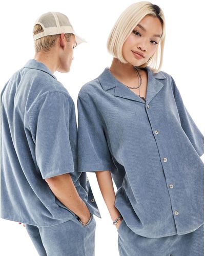 Reclaimed (vintage) Camicia unisex a coste - Blu