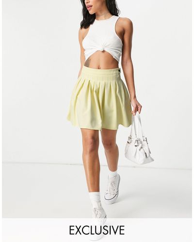 Missguided Pleated Tennis Skirt - Yellow