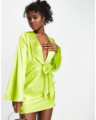 In The Style X Perrie Sian Exclusive Knot Front Shirt Dress - Green