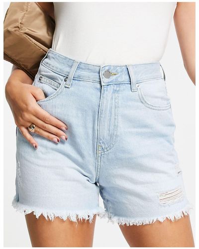 Dr. Denim – nora sky high – gebleichte mom-jeansshorts mit hohem bund - Blau