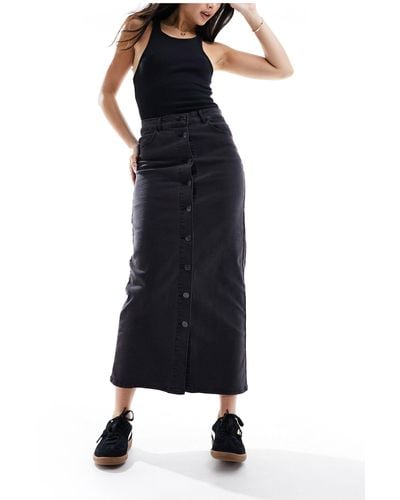 Object Buttondown Denim Maxi Skirt - Blue