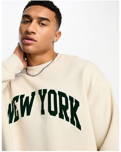 Pull&Bear Sweatshirt Met 'new York'-print - Zwart
