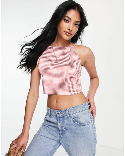 Lola May Strappy Open Back Crop Top - Red