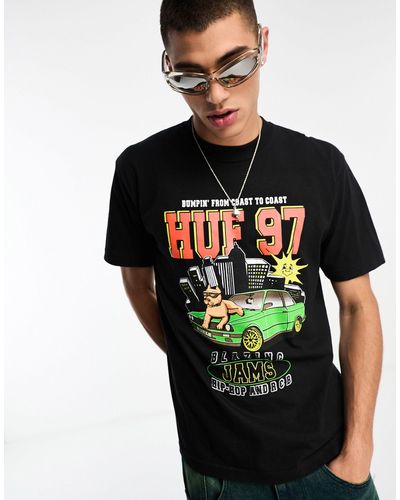 Huf Blazing jam - t-shirt a maniche corte nera con stampa sul petto - Nero