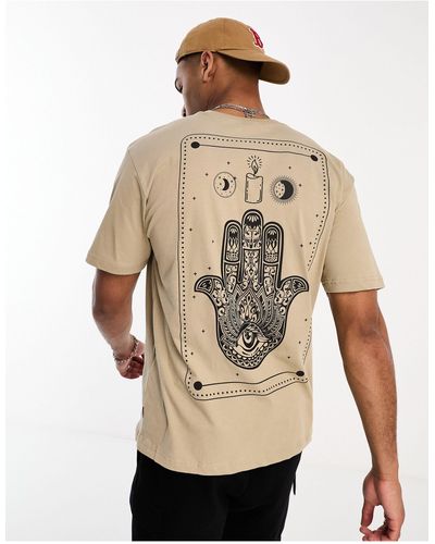 Only & Sons Oversized T-shirt Met Hamza-handprint - Naturel