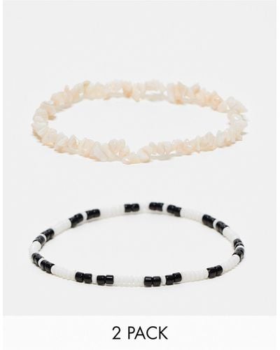 ASOS 2 Pack Anklets With Faux Shells - White