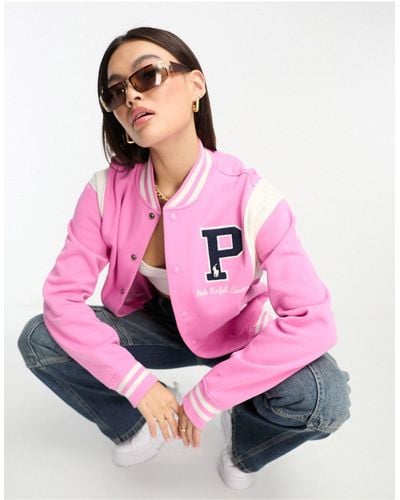 Polo Ralph Lauren X Asos Exclusive Collab Varsity Bomber Jacket - Pink