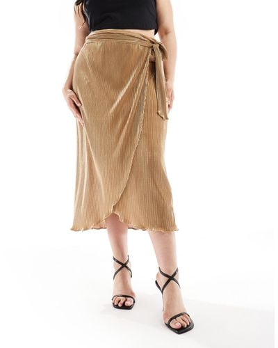 Never Fully Dressed Jaspre Plisse Midi Skirt - Natural