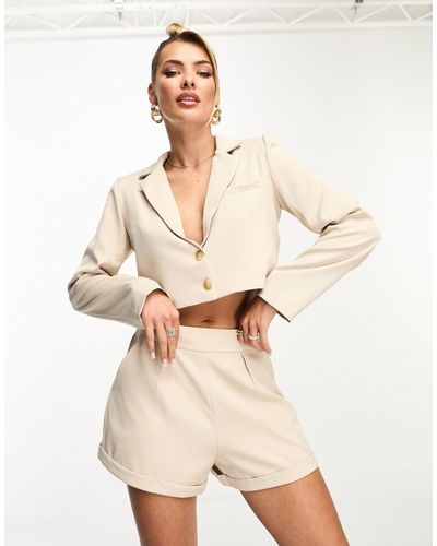 In The Style Tailored Short Co-ord - Natural
