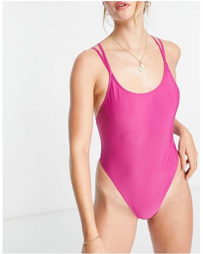 Brave Soul Strappy Back Swimsuit - Pink