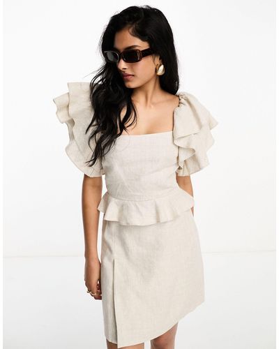 & Other Stories Co-ord Linen Frill Sleeve Top - White