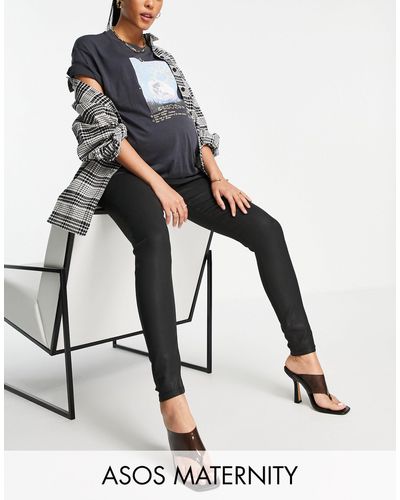 ASOS Asos Design Maternity - Ridley - 'skinny' Jeans Met Hoge Taille - Zwart