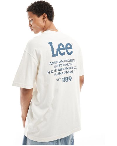 Lee Jeans T-shirt ampia con stampa con logo, color écru - Bianco